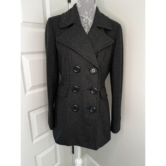 New York & Company Jackets & Blazers - New York & Company Jacket Womens Size 4 Grey Wool Blend Double Breasted Pea Coat
